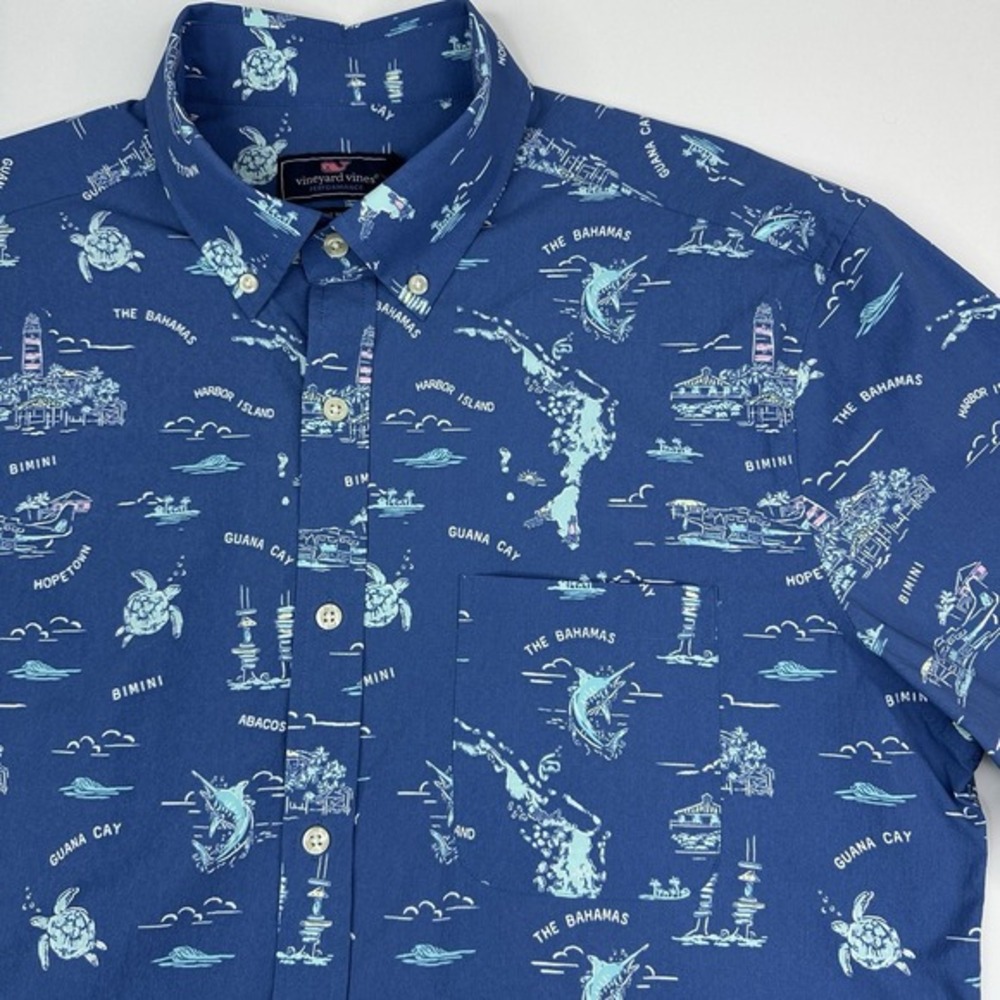 Vineyard Vines Mens Murray Classic Shirt‎ Blue Caribbean Print L 1W010544 - Picture 2 of 10